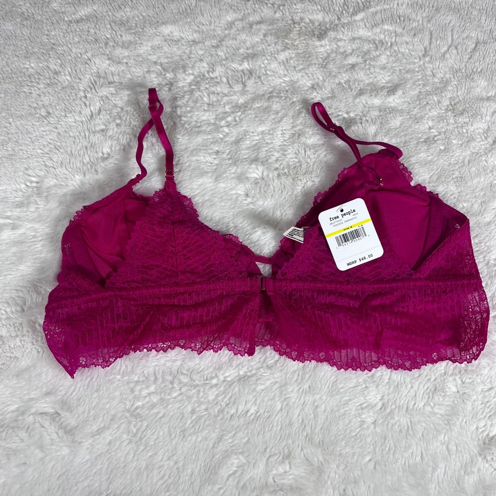 Free People Alyssa Underwire Bra Fuschia Fantastic Pink Lace Size Medium NWT - Picture 4 of 11